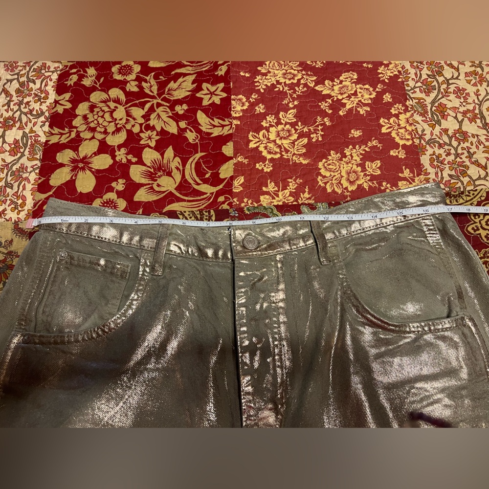 Free People, Metallic Good Luck Barrel Jeans, sz 31 - Picture 6 of 8